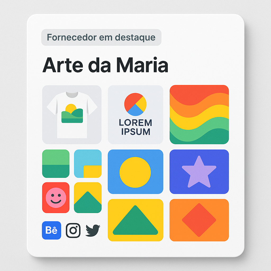 Página de fornecedor com artes e galeria
